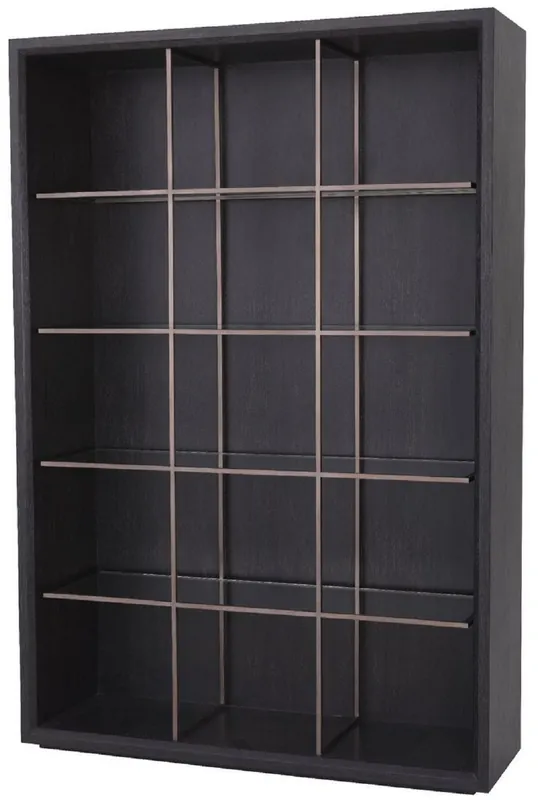 Günstig Casa Padrino luxury shelf cabinet with 4 glass shelves anthracite gray / copper 150 x 46 x H. 221.5 cm - Bookcase - Living room cabinet - Office cabinet - Luxury cabinet