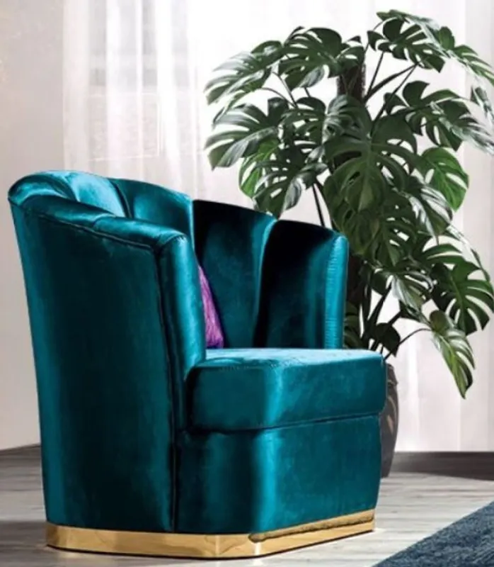 Preisreduziert Casa Padrino luxury living room armchair turquoise / gold 80 x 80 x H. 90 cm - Luxury living room furniture