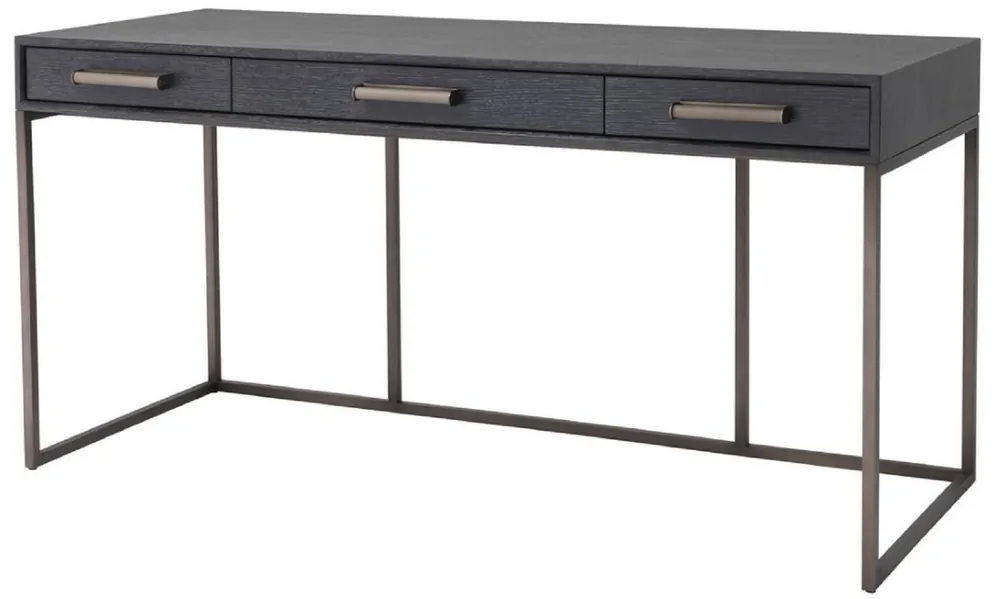 Casa Padrino luxury desk with 3 drawers anthracite gray / bronze 150 x 60 x H. 75 cm - Office Table - Computer Table - Luxury Office Furniture Sale