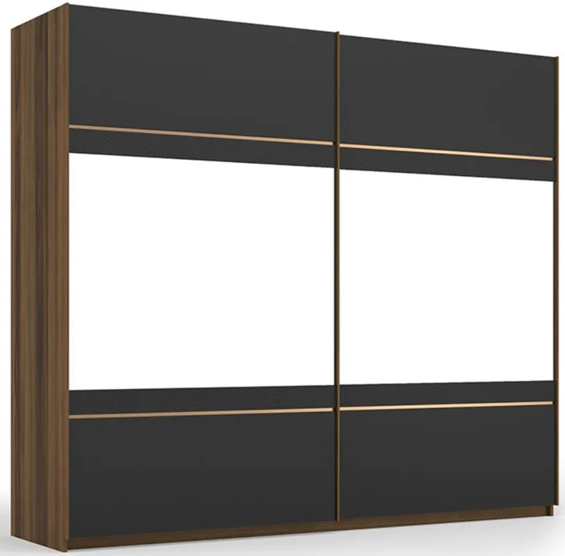Solange Der Vorrat Reicht Casa Padrino luxury bedroom wardrobe brown / gray / brass 254 x 68 x H. 230 cm - Noble solid wood wardrobe with 2 mirrored sliding doors - Luxury bedroom furniture