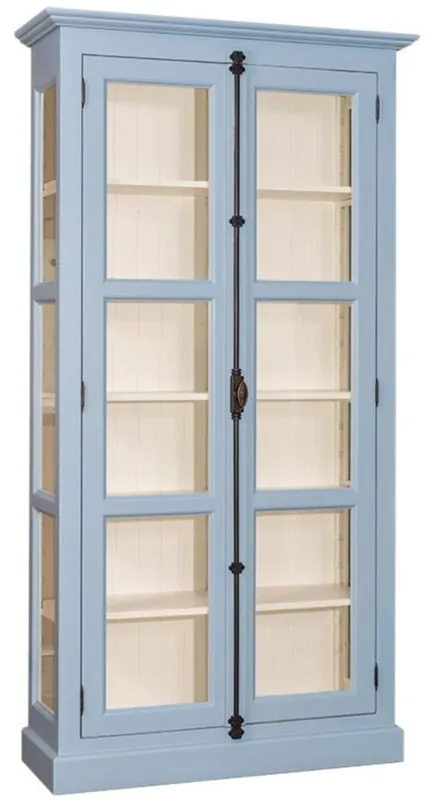 Sichere Zahlung Casa Padrino country style showcase light blue / cream 109 x 40 x H. 210 cm - Solid wood cabinet with 2 glass doors - Display cabinet - Country Style Furniture