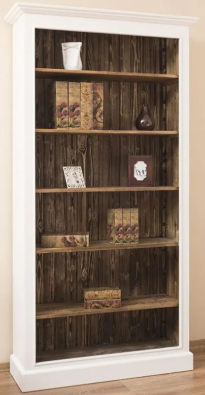 Ausverkauf Casa Padrino country style bookcase white / brown 110 x 39 x H. 210 cm - Solid wood cabinet - Shelf cabinet - Living room cabinet - Office cabinet - Country Style Furniture