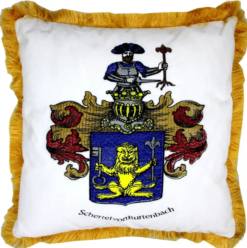 Casa Padrino luxury decorative pillow coat of arms Freiherr Schertel by Burtenbach white / gold Garantierte Lieferung