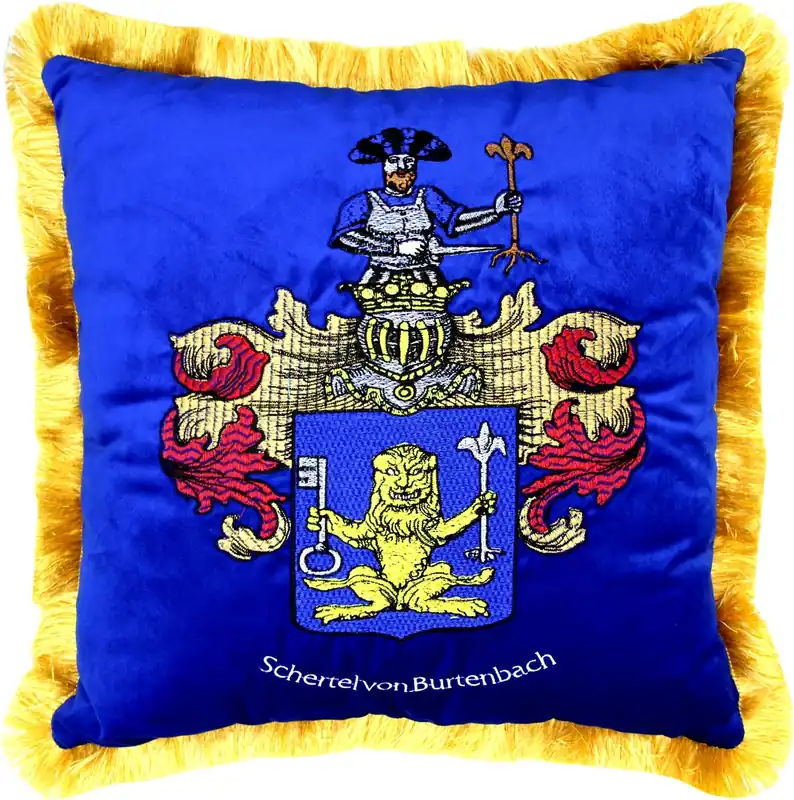 Beliebt Casa Padrino luxury decorative pillow coat of arms Freiherr Schertel by Burtenbach royal blue / gold