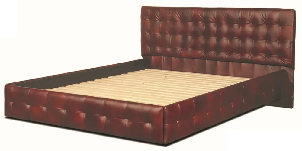 Top-Angebot Casa Padrino luxury real leather bed wine red 180 x 200 cm - Chesterfield furniture