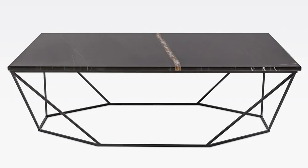 Casa Padrino luxury coffee table black / black 130 x 70 x H. 40 cm - Rectangular living room table with marble top and metal frame - Modern living room furniture Garantierte Lieferung