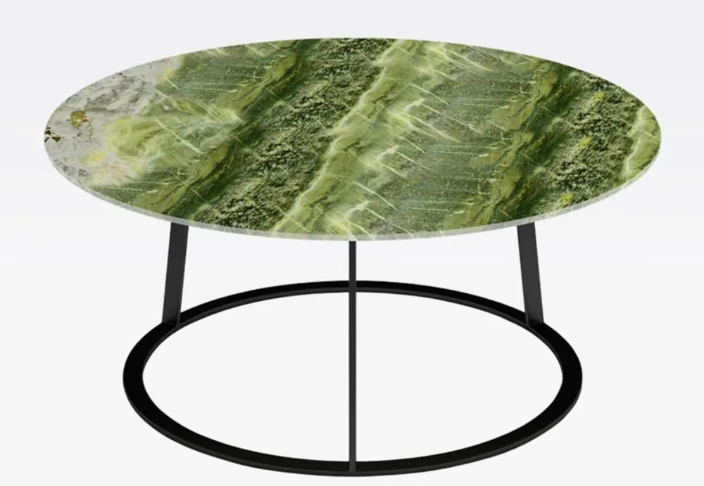 Casa Padrino luxury coffee table black / green Ø 77 x H. 40 cm - Round living room table with marble top - Living room furniture - Luxury Furniture Schnäppchen