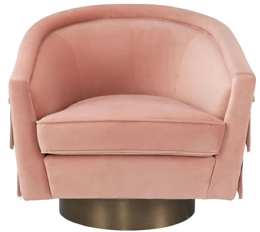 Saisonangebot Casa Padrino luxury swivel armchair pink / matt gold 84 x 82 x H. 74 cm - Living room armchair with fine velvet - Luxury living room furniture