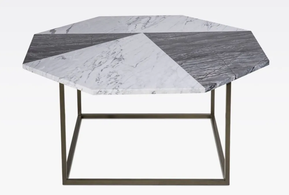 Ausverkauf Casa Padrino luxury coffee table black / white 90 x 90 x H. 42 cm - Modern octagonal living room table with Carrara marble top - Living room furniture