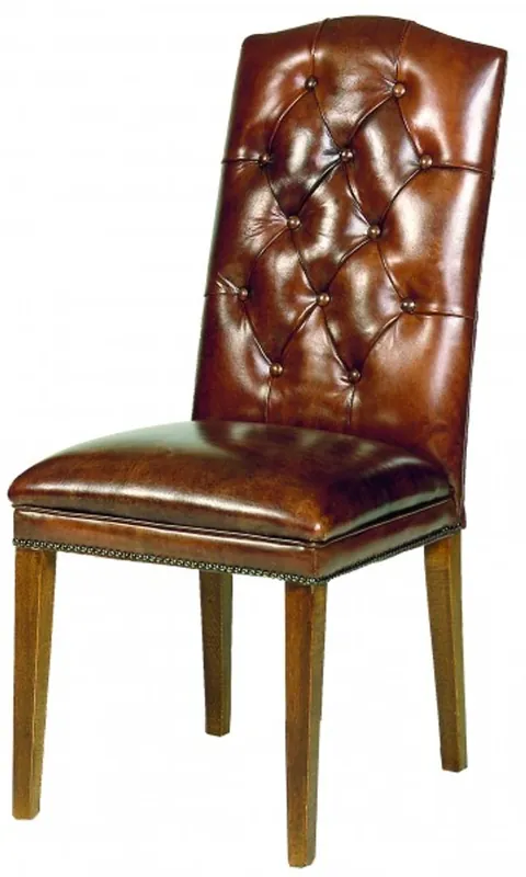 Casa Padrino designer Chesterfield dining chair modef 266 Brown Leather / Brown - Hotel Furniture - Beech - Real Leather Kracherpreis