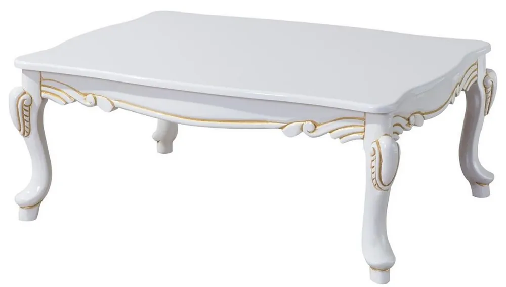 Nur Heute Casa Padrino luxury baroque coffee table white / gold 110 x 77 x H. 45 cm - Rectangular living room table in baroque style - Baroque Furniture