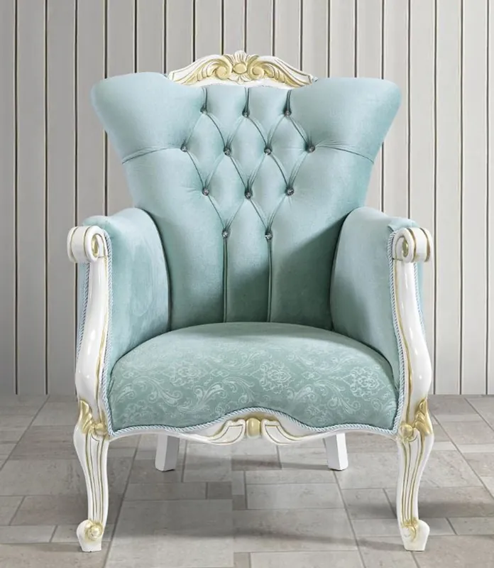 Aktuell Casa Padrino baroque armchair with rhinestones light green / white / gold 80 x 88 x H. 110 cm - Noble baroque style living room furniture