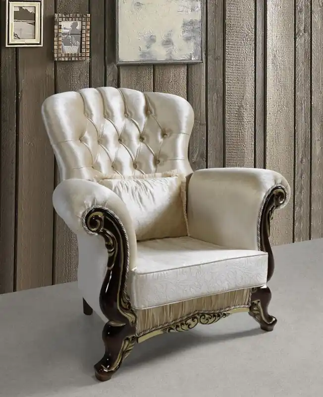 Sonderaktion Casa Padrino baroque armchair with rhinestones champagne / black / gold 112 x 85 x H. 112 cm - Noble living room furniture in baroque style