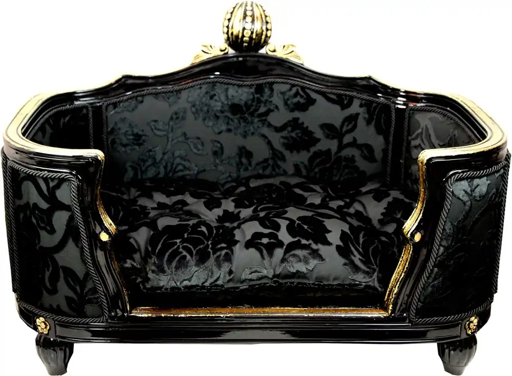Beliebt Pompöös by Casa Padrino Luxury Baroque Dog & Cat Bed Deluxe Black Bouquet Pattern / Gold by Harald Glööckler
