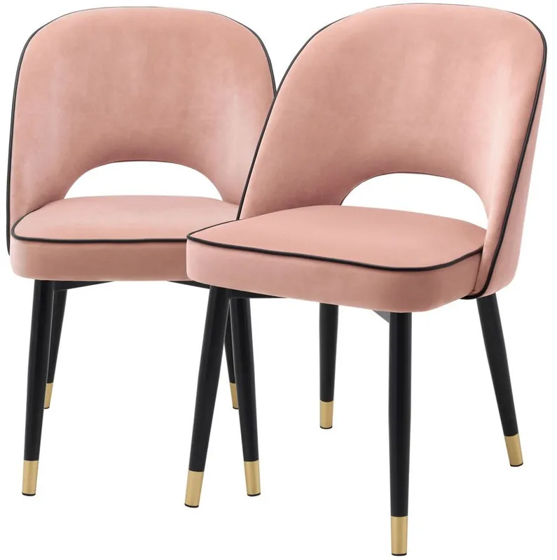 Beliebt Casa Padrino luxury dining chair set pink / black / brass 53 x 56 x H. 84 cm - Dining chairs with fine velvet - Dining room furniture