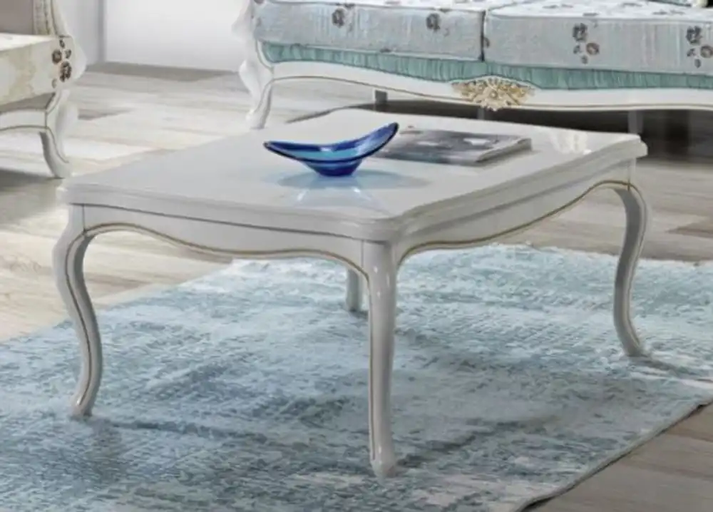 Casa Padrino baroque coffee table white / gold 105 x 80 x H. 46 cm - Solid wood living room table in baroque style - Baroque living room furniture Versand Am Gleichen Tag