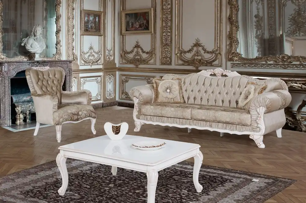 Neu Casa Padrino baroque living room set brown / white / beige - 2 Sofas & 2 Armchairs & 1 Coffee Table - Living room furniture in baroque style