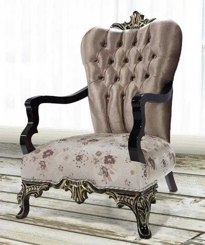 Casa Padrino baroque armchair brown / beige / black / gold 81 x 81 x H. 112 cm - Magnificent living room armchair with floral pattern - Baroque style furniture Geprüft