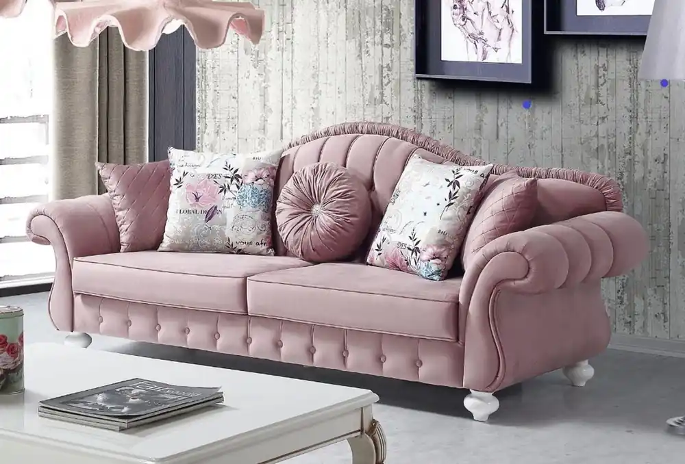 Versand Am Gleichen Tag Casa Padrino baroque sofa pink / white 225 x 83 x H. 92 cm - Living room sofa in baroque style - Baroque Furniture