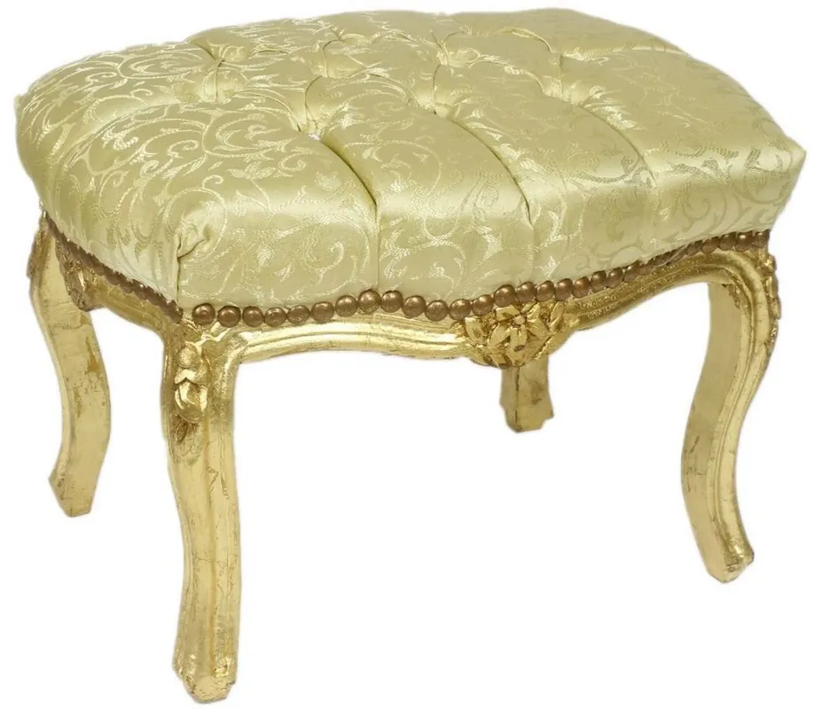 Letzte Chance Casa Padrino baroque ottoman gold pattern / gold 50 x 40 x H. 35 cm - Handmade baroque stool with rhinestones - Baroque style furniture