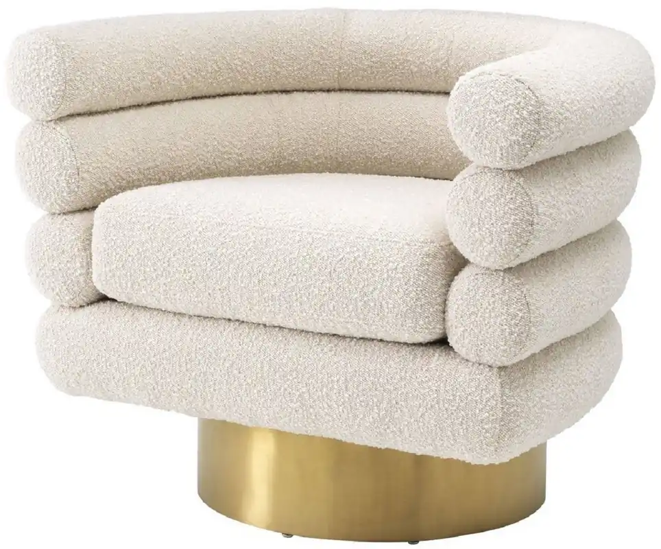 Casa Padrino luxury swivel armchair cream / brass 87 x 69 x H. 70 cm - Living room armchair - Luxury Furniture Letzte Chance
