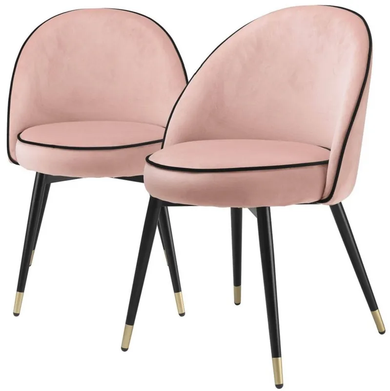 Bestpreis Casa Padrino luxury dining chair set pink / black / brass 55 x 64 x H. 83 cm - Dining chairs with fine velvet - Dining room furniture