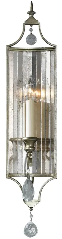 Casa Padrino baroque crystal wall lamp silver / gold 14 x 11.4 x H. 66 cm - Elegant wall light in baroque style - Baroque Furniture Knallerangebot