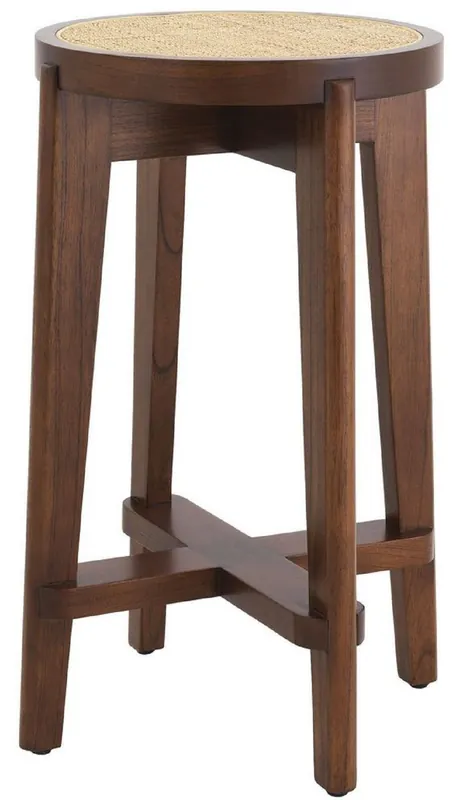 Casa Padrino luxury bar stool brown / natural Ø 44 x H. 67 cm - Round solid wood bar stool - Bar Furniture Geprüft