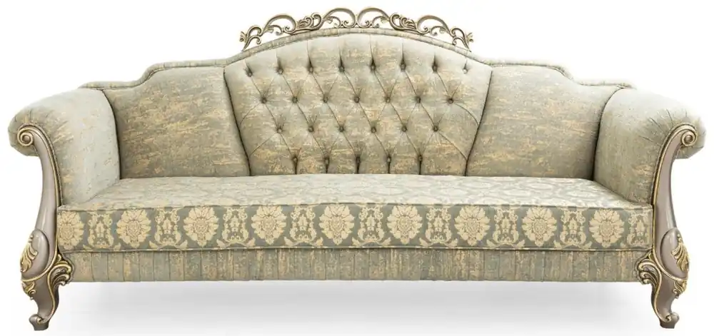 Knallerangebot Casa Padrino luxury baroque sofa green / gold / gray / gold 225 x 90 x H. 110 cm - Magnificent baroque style living room sofa with elegant pattern - Baroque Furniture