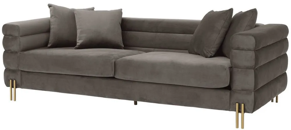 Begrenztes Angebot Casa Padrino luxury couch gray / brass 230 x 95 x H. 70.5 cm - Living room sofa with fine velvet - Luxury Furniture