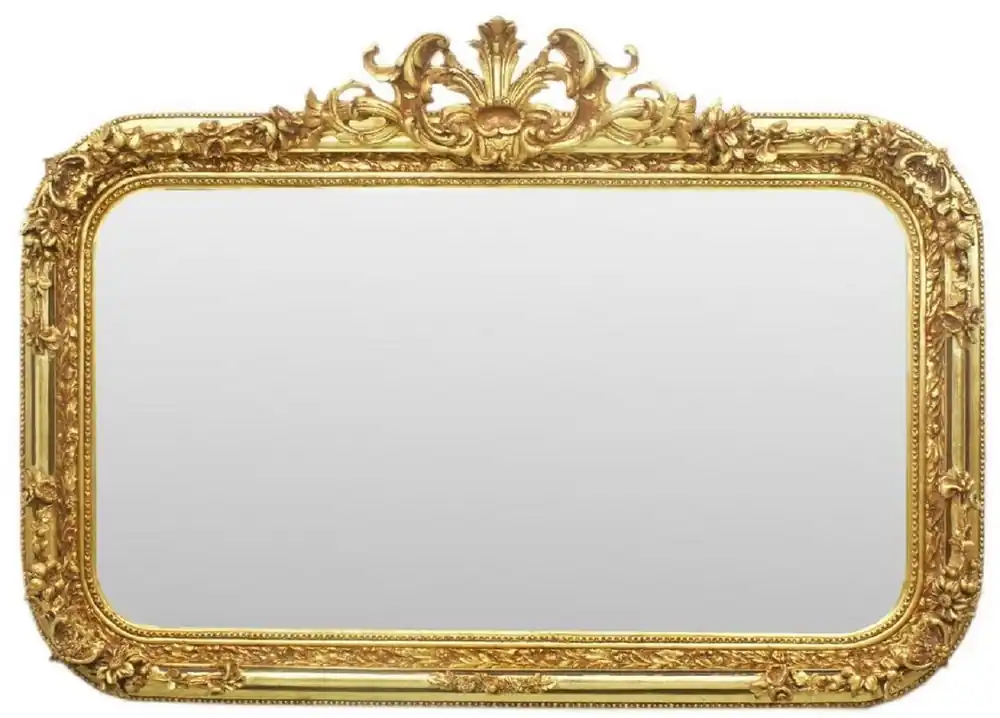 Casa Padrino baroque mirror gold 140 x H. 95 cm - Handmade antique style wall mirror - Wardrobe mirror - Living room mirror - Baroque Furniture Top-Angebot