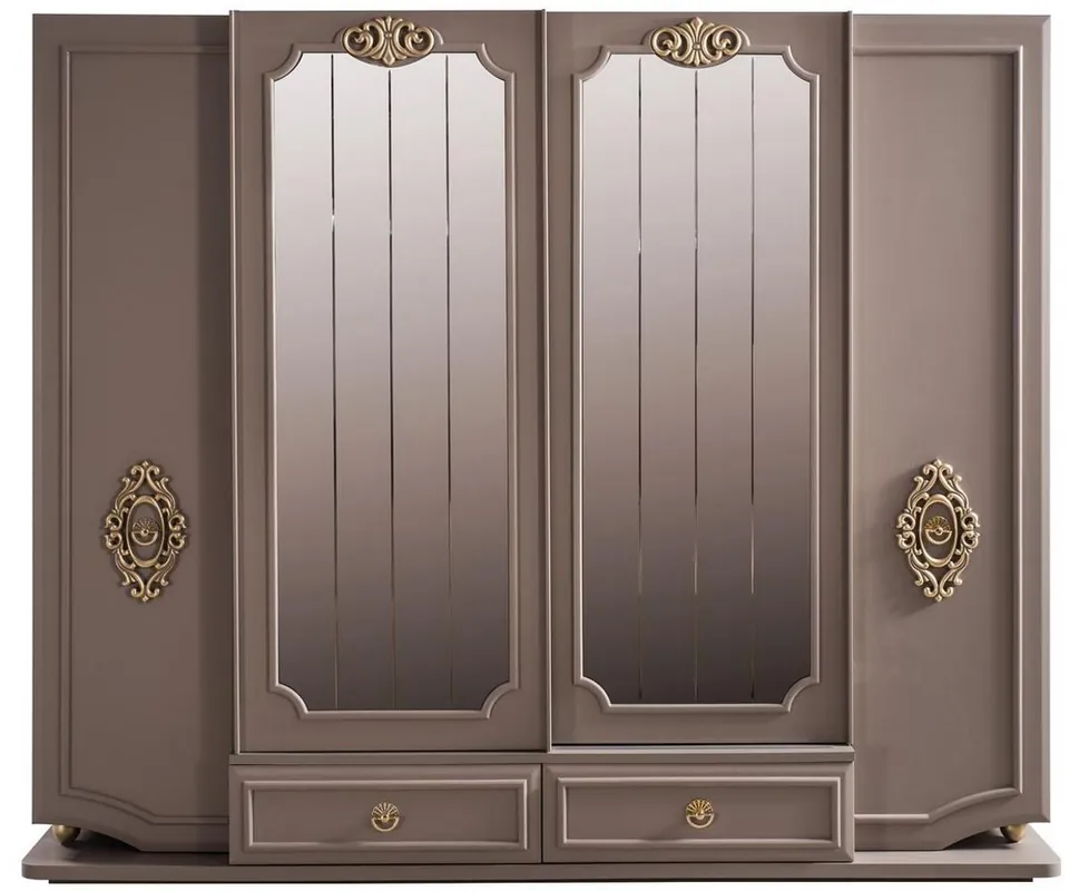Sofort Bestellen Casa Padrino luxury baroque bedroom cabinet gray / gold 267 x 73 x H. 223 cm - Noble solid wood wardrobe - Bedroom furniture in baroque style - Luxury Quality