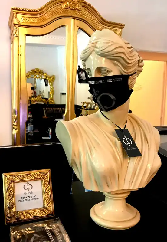 Sichere Zahlung Casa Padrino Bling Bling Mask Black / Silver - CP mask with rhinestones