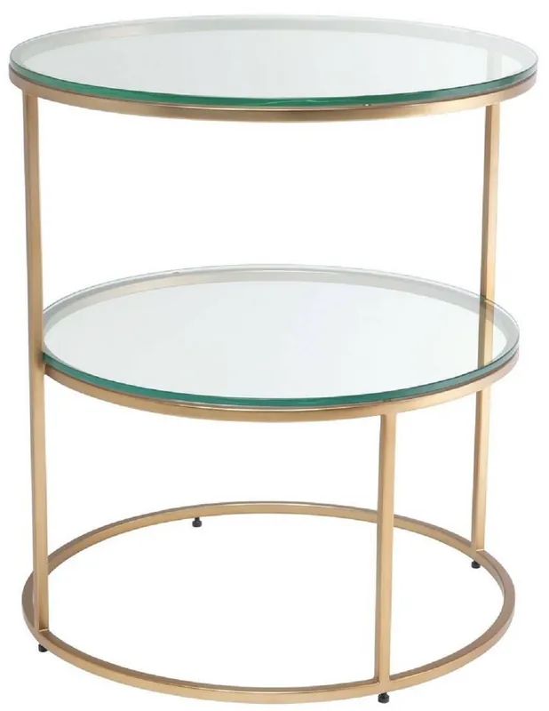 Beliebt Casa Padrino luxury side table brass Ø 50 x H. 57 cm - Round stainless steel table with tempered glass tops - Luxury Quality