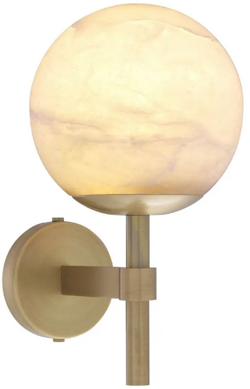 Casa Padrino luxury wall lamp antique brass / alabaster 18 x 26 x H. 35 cm - Elegant metal wall lamp with round alabaster lampshade - Luxury Collection Aktuell