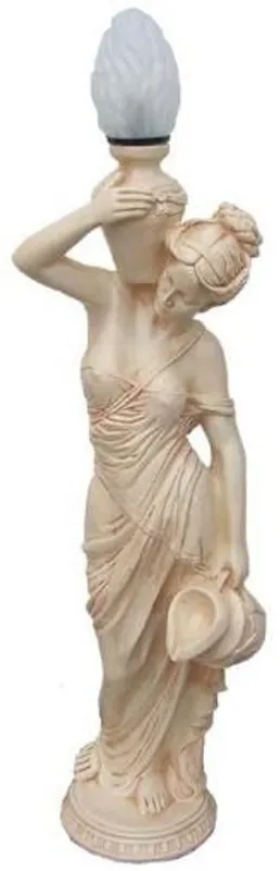 Casa Padrino Art Nouveau outdoor floor lamp sculpture woman with pitcher beige H. 130 cm - Weatherproof Garden & Patio Lamp - Baroque & Art Nouveau Decoration Accessories Geprüft