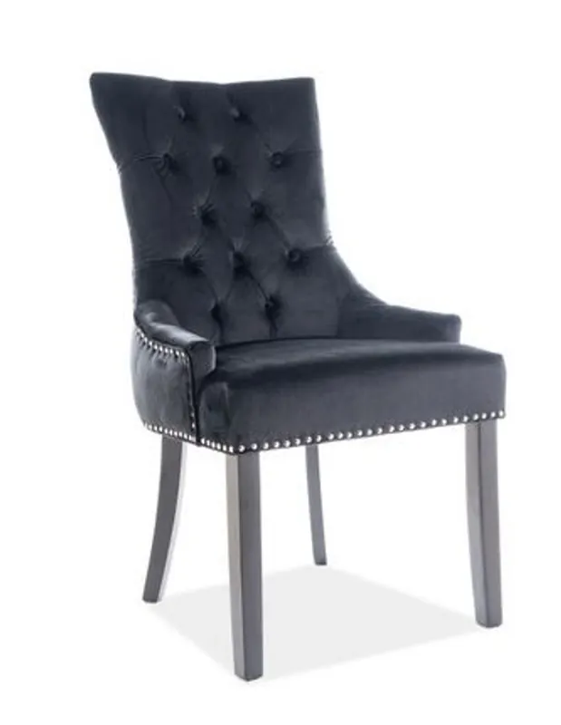 Preisreduziert Casa Padrino luxury Chesterfield dining chair black / silver / black - kitchen chair with velvet - dining room furniture