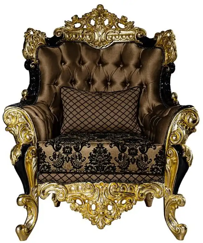 Casa Padrino luxury baroque armchair brown / black / gold 96 x 90 x H. 120 cm - Magnificent living room armchair with decorative pillow - Noble baroque furniture Schnäppchen