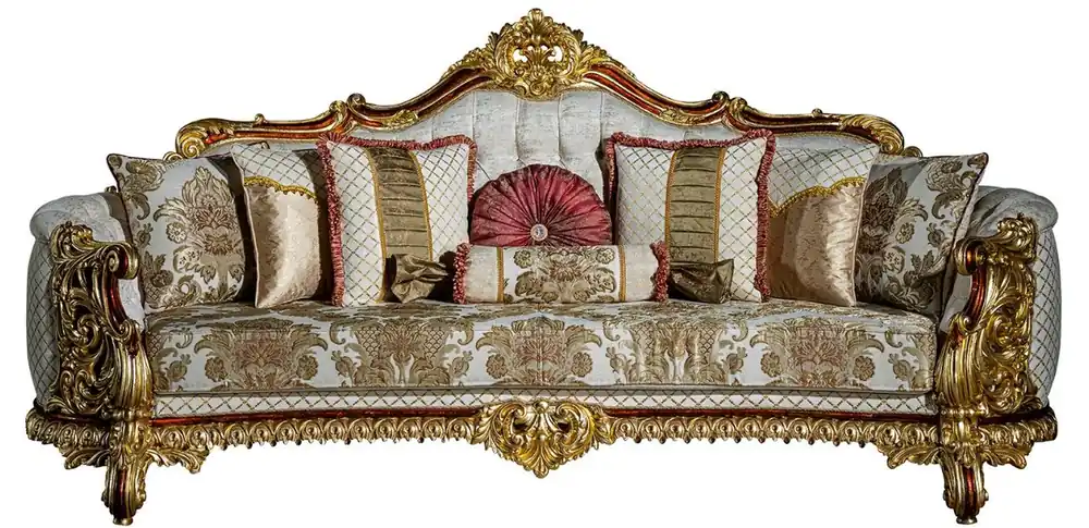 Kracherpreis Casa Padrino luxury baroque sofa gray / red / gold 270 x 105 x H. 128 cm - Living room sofa with decorative pillows - Noble & Magnificent