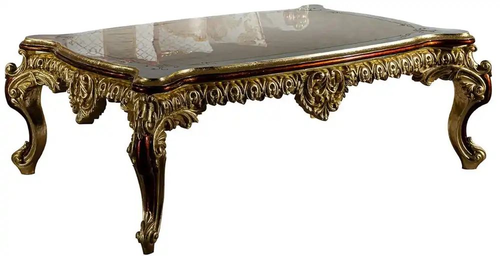 Sonderangebot Casa Padrino luxury baroque coffee table white / cream / red / gold 130 x 85 x H. 50 cm - Noble solid wood living room table in baroque style - Magnificent baroque furniture