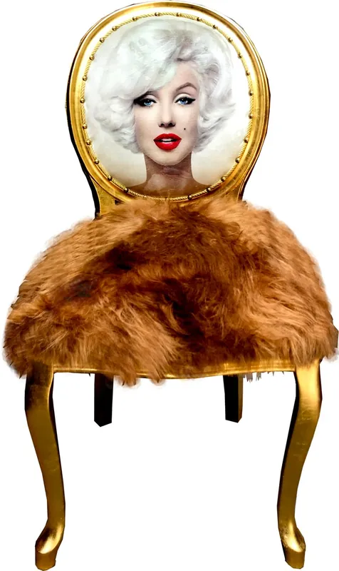 Casa Padrino luxury baroque dining room chair Marilyn Monroe with faux fur gold - handmade pop art designer chair Garantierte Lieferung
