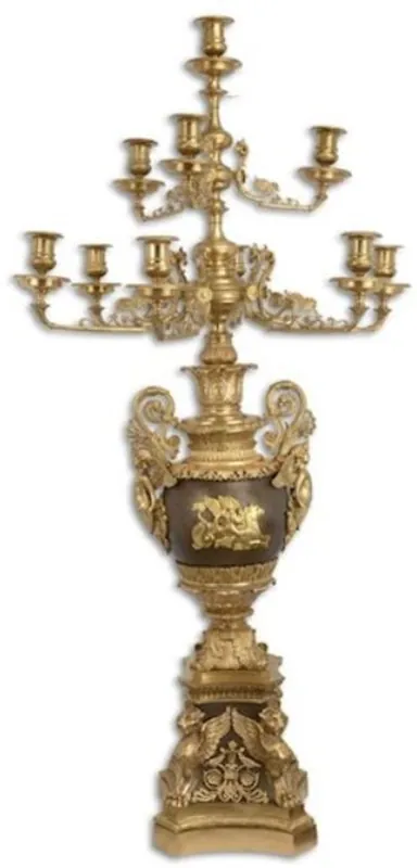 Casa Padrino baroque candle holder gold / bronze 62 x 62 x H. 122.5 cm - Magnificent gold-plated bronze candle holder 10 flames - Noble & Magnificent Preisknaller