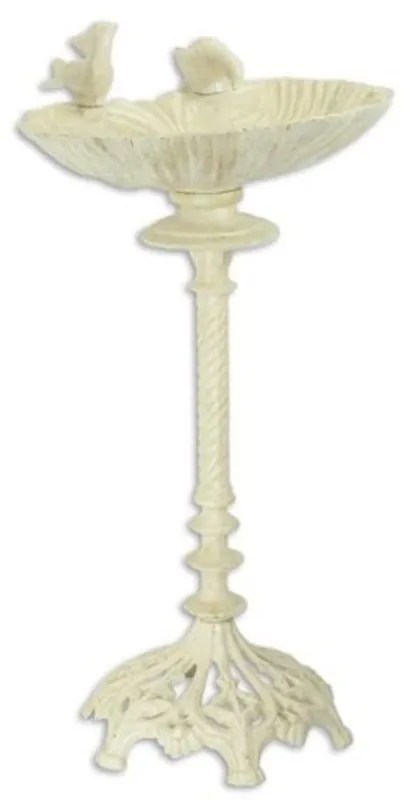 Casa Padrino Art Nouveau bird bath with 2 decorative birds cream 50 x H. 93 cm - Cast iron bird bath - Garden & patio decoration accessories Ausverkauf