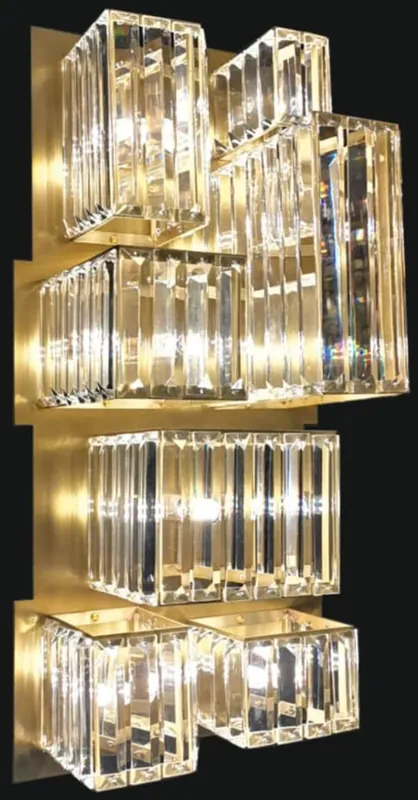 Casa Padrino luxury designer crystal glass LED wall light matt gold 26 x H. 63 cm - Luxury Collection Sonderangebot