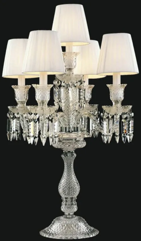 Casa Padrino luxury baroque crystal glass table lamp silver / white Ø 46 x H. 56 cm - Hotel & Restaurant Decoration Accessories - Noble & Magnificent Geprüft