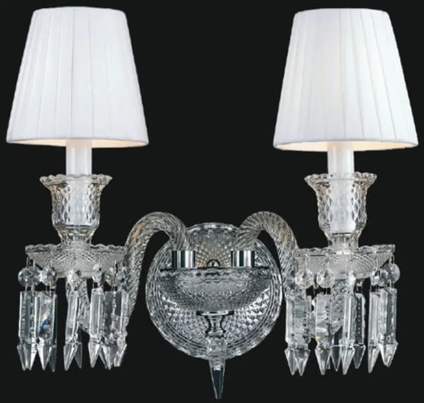 Casa Padrino luxury baroque crystal glass double wall light silver / white 42 x H. 42 cm - Magnificent wall lamp in baroque style Bestpreis