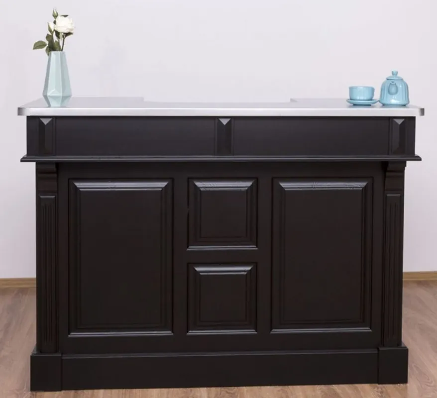 Casa Padrino country style counter black / silver 160 x 65 x H. 107 cm - Solid wood counter table with galvanized table top - Bar furniture in country style Neu