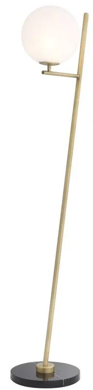 Casa Padrino luxury floor lamp antique brass / black / white 39 x 30 x H. 159 cm - Modern metal floor lamp with marble base and round glass lampshade - Luxury Quality Preisreduziert