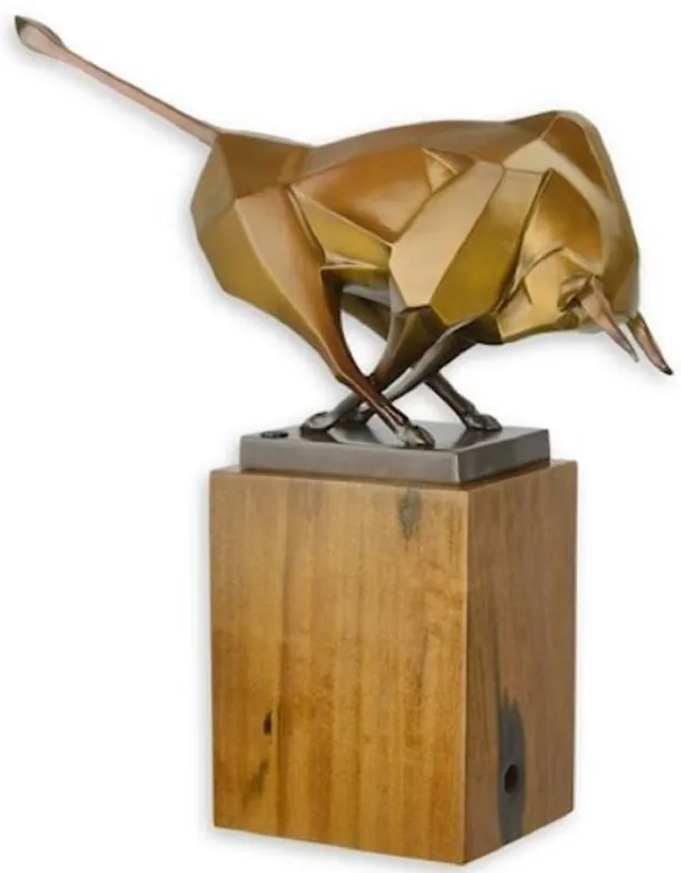 Casa Padrino designer bronze figure bull bronze / gold / brown 43.5 x 12.9 x H. 44.5 cm - Bronze sculpture with wooden base - Living room decoration - Desk decoration - Elegant decoration figure Bestseller