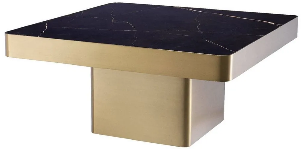 Neue Kollektion Casa Padrino luxury coffee table black / brass 81 x 81 x H. 38.5 cm - Square stainless steel living room table with ceramic top - Living room furniture - Luxury Furniture